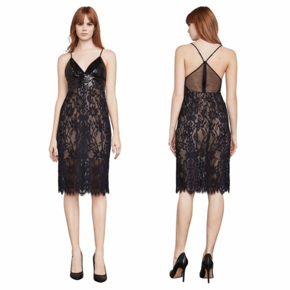 BCBGMaxAzria Dresses & Skirts - BCBGMaxAzria Black Lace & Sequin Midi Dress